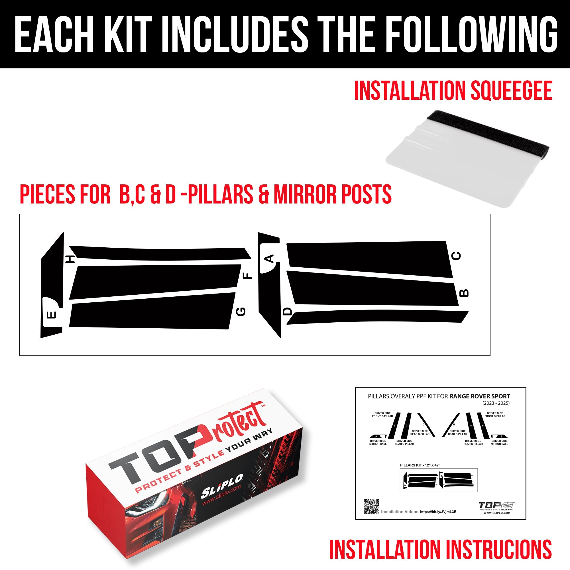 Range Rover Sport Pillars Carbon Fiber Overlay PPF Kit | TOProtect ...