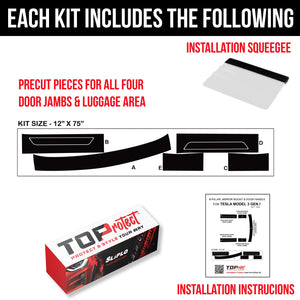 Tesla Model 3 Door Jamb & Luggage Arear Protection DIY Vinyl Guard Kit by TOProtect | 2017 - 2023 - SLIPLO