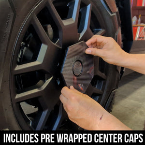 TOProtect 5D Carbon Fiber High Gloss Wheel Center Caps & Pillar & Spokes Wrap Kit for Tesla Cybertruck - SLIPLO