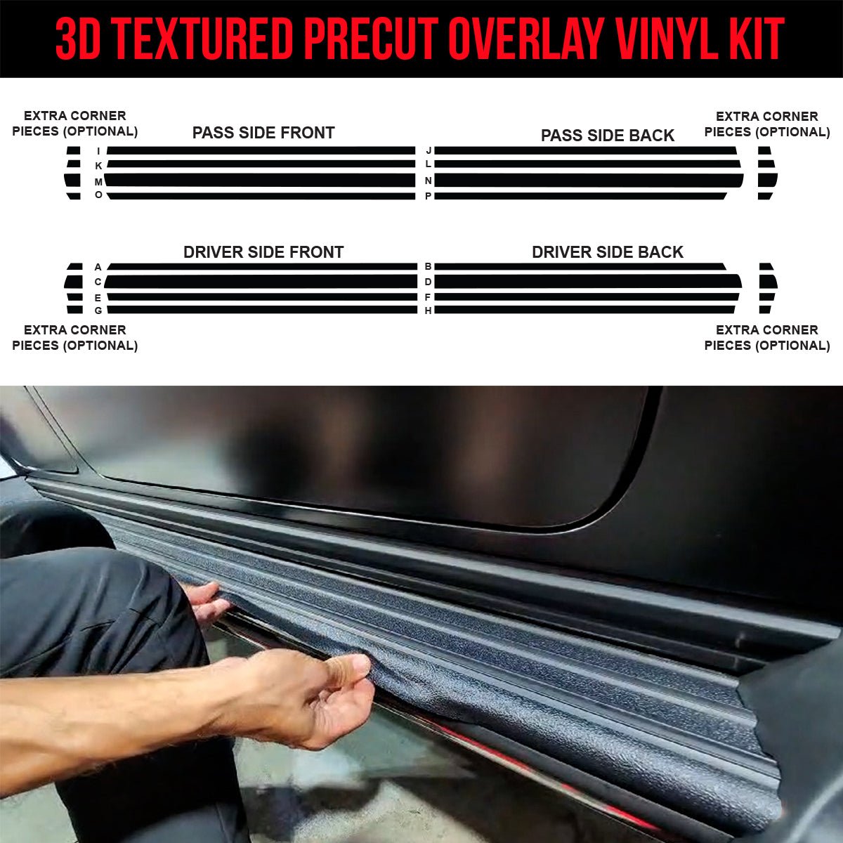 TOProtect Black Out Side Step Running Board Chrome Delete DIY Vinyl Wrap Kit for Mercedes Benz G Wagon - SLIPLO