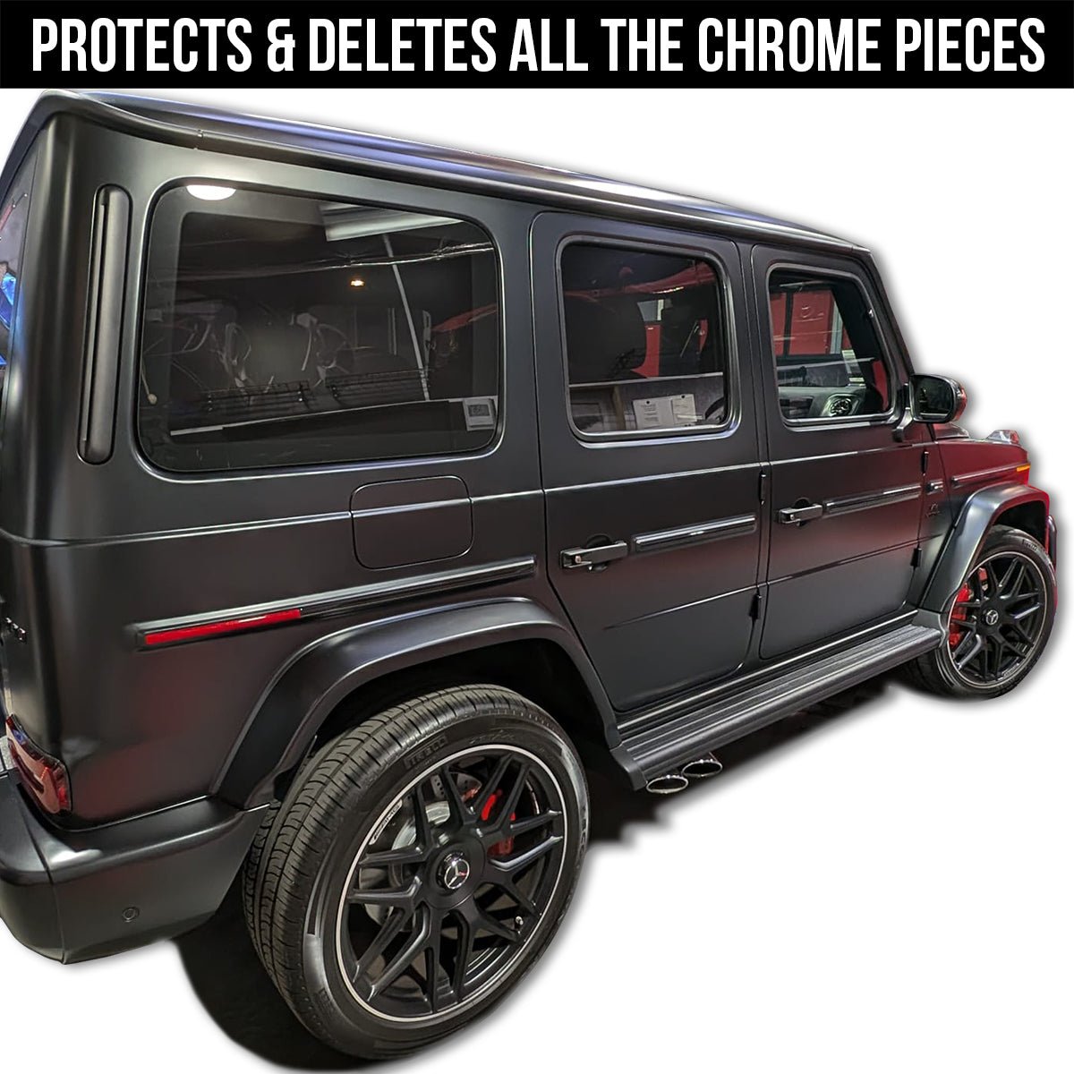 TOProtect Black Out Side Step Running Board Chrome Delete DIY Vinyl Wrap Kit for Mercedes Benz G Wagon - SLIPLO